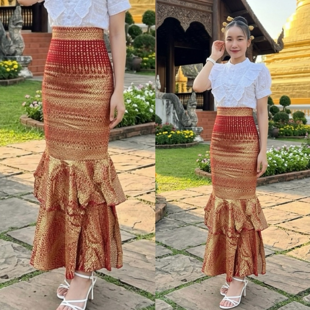 ผ้าถุงสำเร็จรูป หางปลา2ชั้น รูปที่ 6