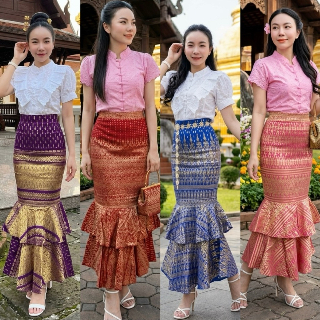 ผ้าถุงสำเร็จรูป หางปลา2ชั้น