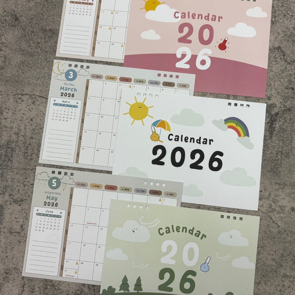 ปฏิทินตั้งโต๊ะ ปี 2026 / 2569  8x6 นิ้ว พร้อมวันหยุด/Planner-Diary