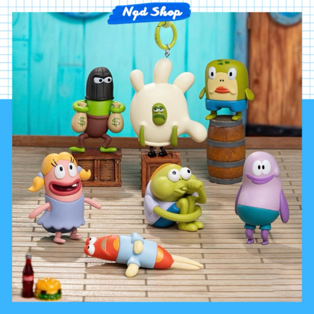 (1 กล่องจุ่ม) พวงกุญแจฟิกเกอร์ปลาสายลับ Little Citizens of Bikini Bottom Keychain (พร้อมส่งในไทย 🇹🇭)