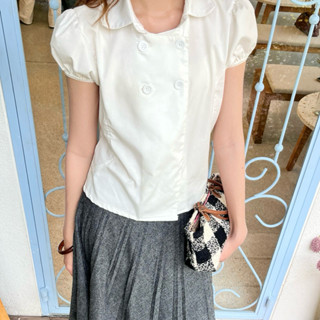 PUSH AND PULL ‘nora shirt’ - เสื้อเชิ้ตแขนตุ๊กตา คอปกปลายมน …