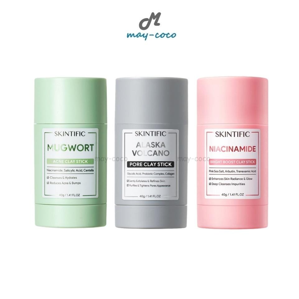 ถูก/แท้/มีไลฟ์ มาสก์โคลน Skintific Clay Stick มาสก์โคลนแบบแท่ง ลดสิว ขจัดสิวเสี้ยน กระชับรูขน ผิวกระจ่างใส ผิวเรียบเนียน