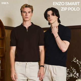 BARON ENZO Smart Zip polo เสื้อโปโลแขนสั้นคอซิป ดีไซน์เรียบห…