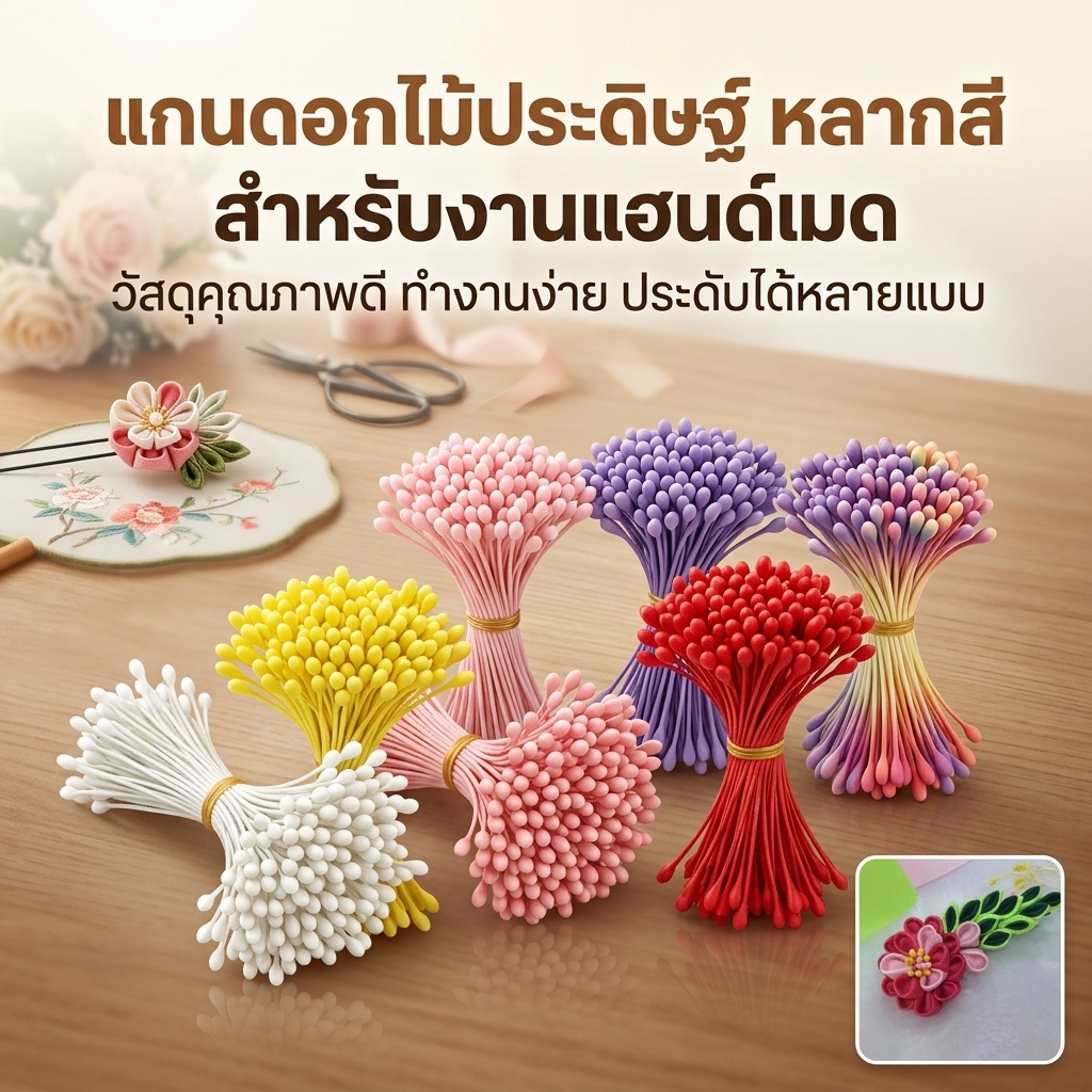 "จัดส่งภายใน 24 ชั่วโมงในกรุงเทพฯ"เกสรดอกไม้ประดิษฐ์150ชิ้นDIY ความยาว 5CM