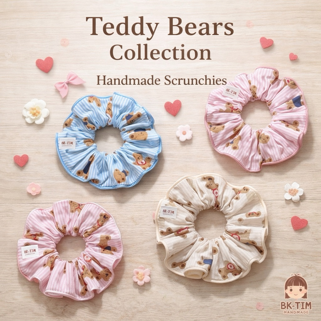 ยางรัดผม •BK-TIN HANDMADE• Teddy Bear Scrunchie 🧸