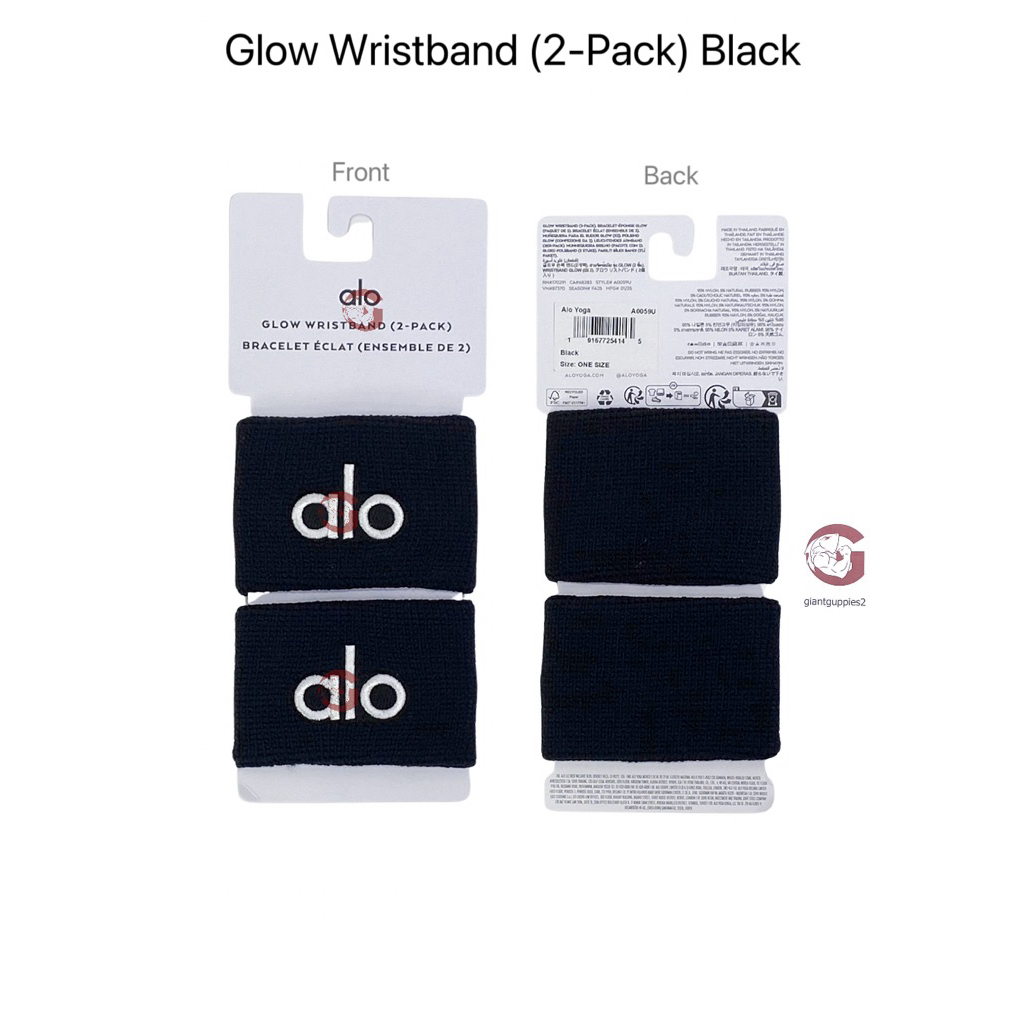 Alo ของแท้ 100% พร้อมส่ง Glow Wristband (2-Pack) Black