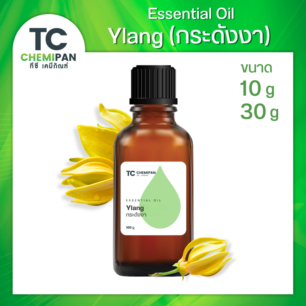 น้ำมันหอมระเหยบริสุทธิ์100% กลิ่นกระดังงา ดอกกระดังงา (Ylang Essential oil) ขวดอโรม่ารูหยด ขนาด 10,30 กรัม