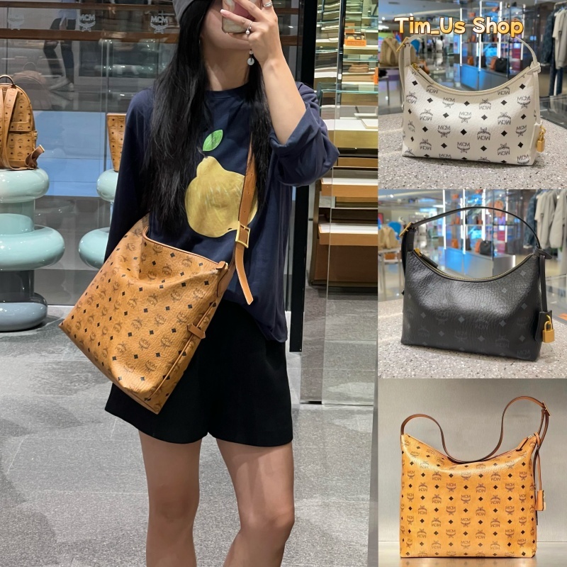 👜 ของแท้ 100%🔥 MCM Aren crossbody bag Hobo bag หนังแท้ จุเยอะ ผู้หญิง กระเป๋าสะพายข้าง สายปรับได้