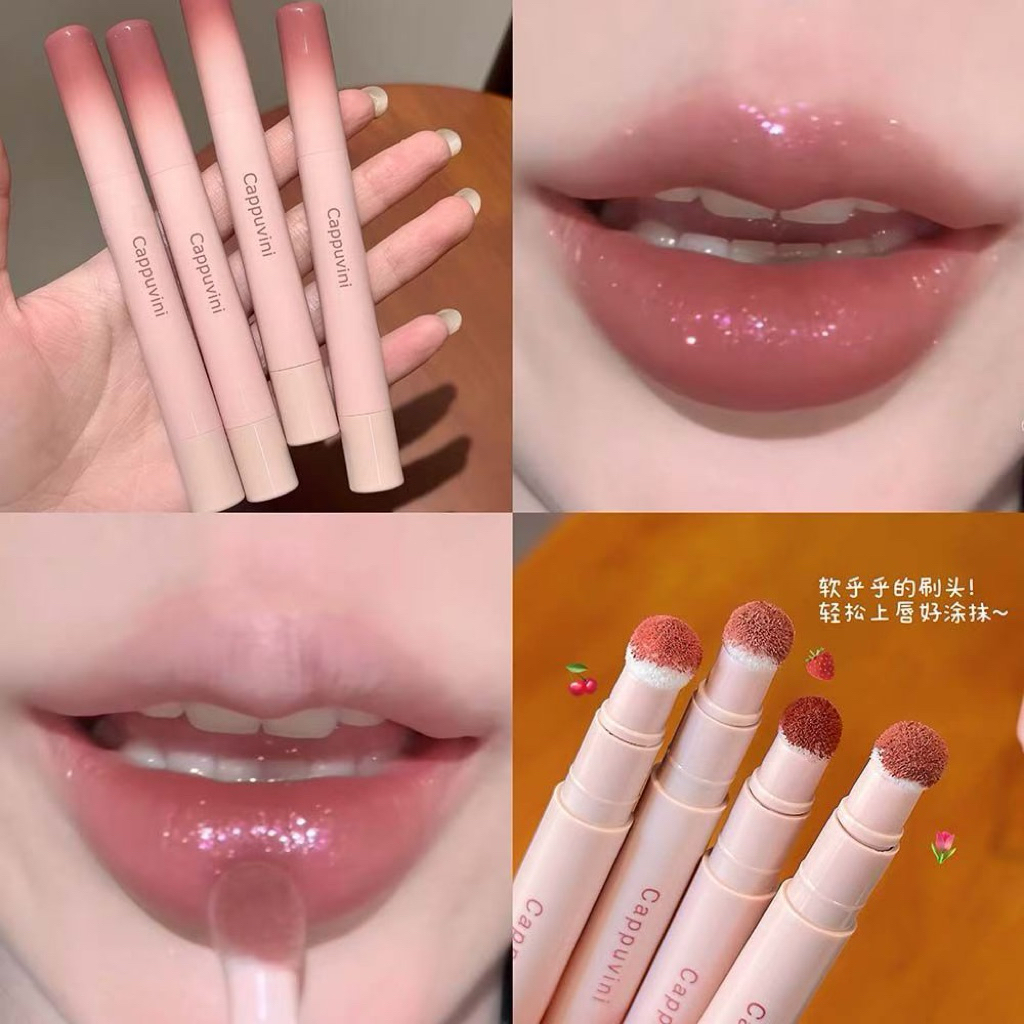 Cappuvini No.A139 Matte Lip Cream พร้อมหัวฟองน้ำ ลิปสติกเนื้อแมท ติดทนนาน ลิปครีม เนื้อครีม