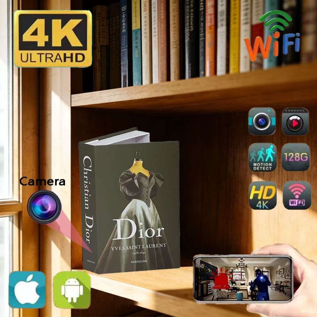 กล้องวงจรปิดกล่องหนังสือ dior ไร้สาย กล้องบันทึกวีดีโอ กล้องวงจรปิดหนังสือปลอม MINI camera wifi 4K i