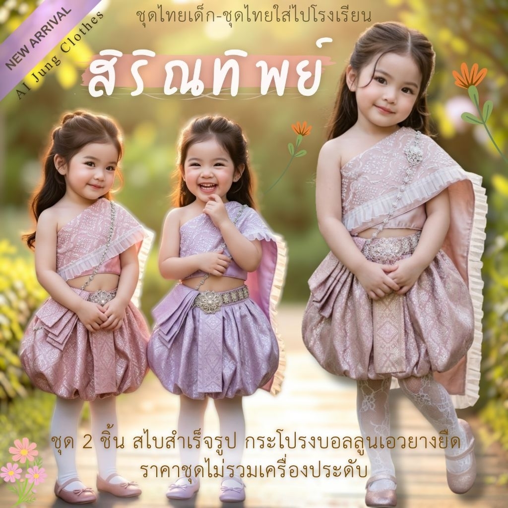 ชุดไทยเด็กรุ่น "สิริณทิพย์" ~ AI Jung Clothes ชุดไทยเด็ก ชุดไทยใส่ไปโรงเรียน