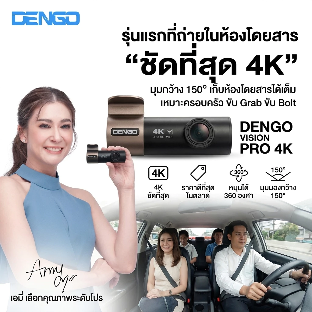 [ชัด 4K] Dengo Vision Pro 4K Dash Cam กล้องติดรถยนต์ ความละเอียด 4K เลนส์หมุน 360 องศา G-Sensor, Parking Mode thumbnail 7