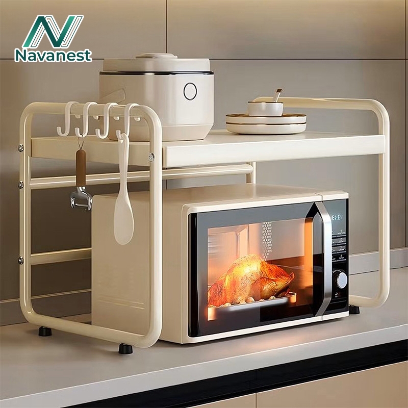 Navanest ชั้นวางของไมโครเวฟ 38-64CM  เสายืดไสลด์ เคาน์เตอร์ครัว ทนความร้อนสูง ทั้งหมดในหนึ่ง เตาอบ ชั้นวางของ