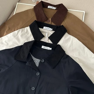 SISSY : เสื้อJacket แขนยาว (S–XXL) คอปกผ้าลูกฟูก มีซับในผ้าสก็อต กระดุมหน้าใช้งานได้จริง ทรงสวย ใส่สบาย