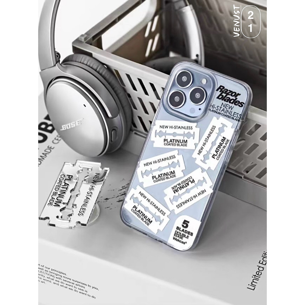 ❌ไม่มีMagnetic Ring |📍iPhone 14 - 15 Pro | เคสไอโฟน iPhone case | Wakcas®Original RAZOR BLADES