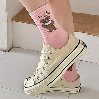 ส่งจากไทย!! ถุงเท้าแฟชั่น Macaron-colored socks แนวมินิมอล น่ารัก ข้อกลาง ผ้าฝ้าย สีพื้น ถุงเท้าผู้หญิง A92