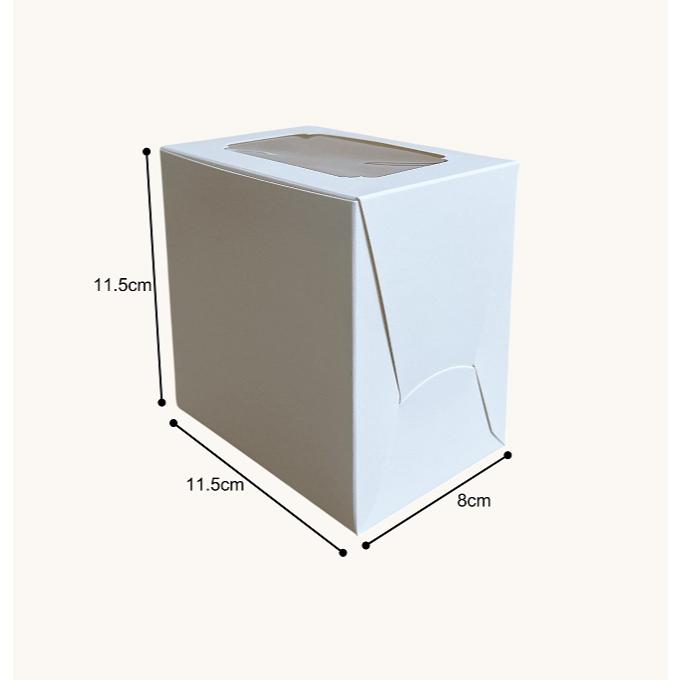 กล่องเค้กชิ้นทรงสูง กระดาษขาว ขนาด11.5x8x11.5ซม. แพคละ20ใบและแพค100ใบ Boxcafe1660
