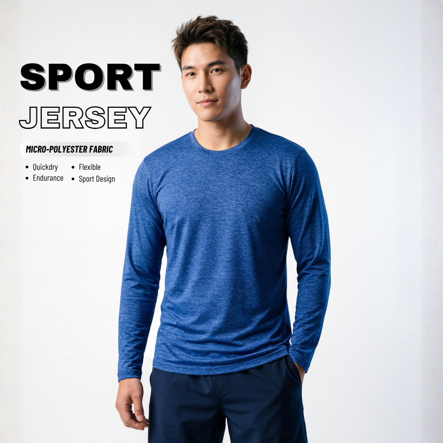 NAP เสื้อกีฬาแขนยาว ผ้าไมโคร มีลายในตัวผ้า พร้อมส่ง ส่งไวมากจ้า