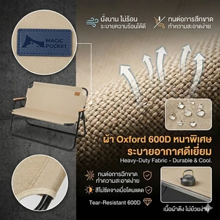 Magic pocket เก้าอี้แคมป์ปิ้ง เก้าอี้สนาม ปิคนิคกลางแจ้ง 2-3ที่นั่ง Camping Chair