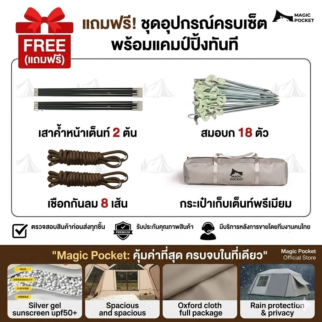 Magic Pocket เต็นท์กางออโต้ 2 ห้องนอน 1 ห้องนั่งเล่น thumbnail 10