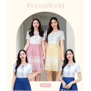 Fairyangelstore - เดรสคอเหลี่ยมกระโปรงลายไทย (DW9483)