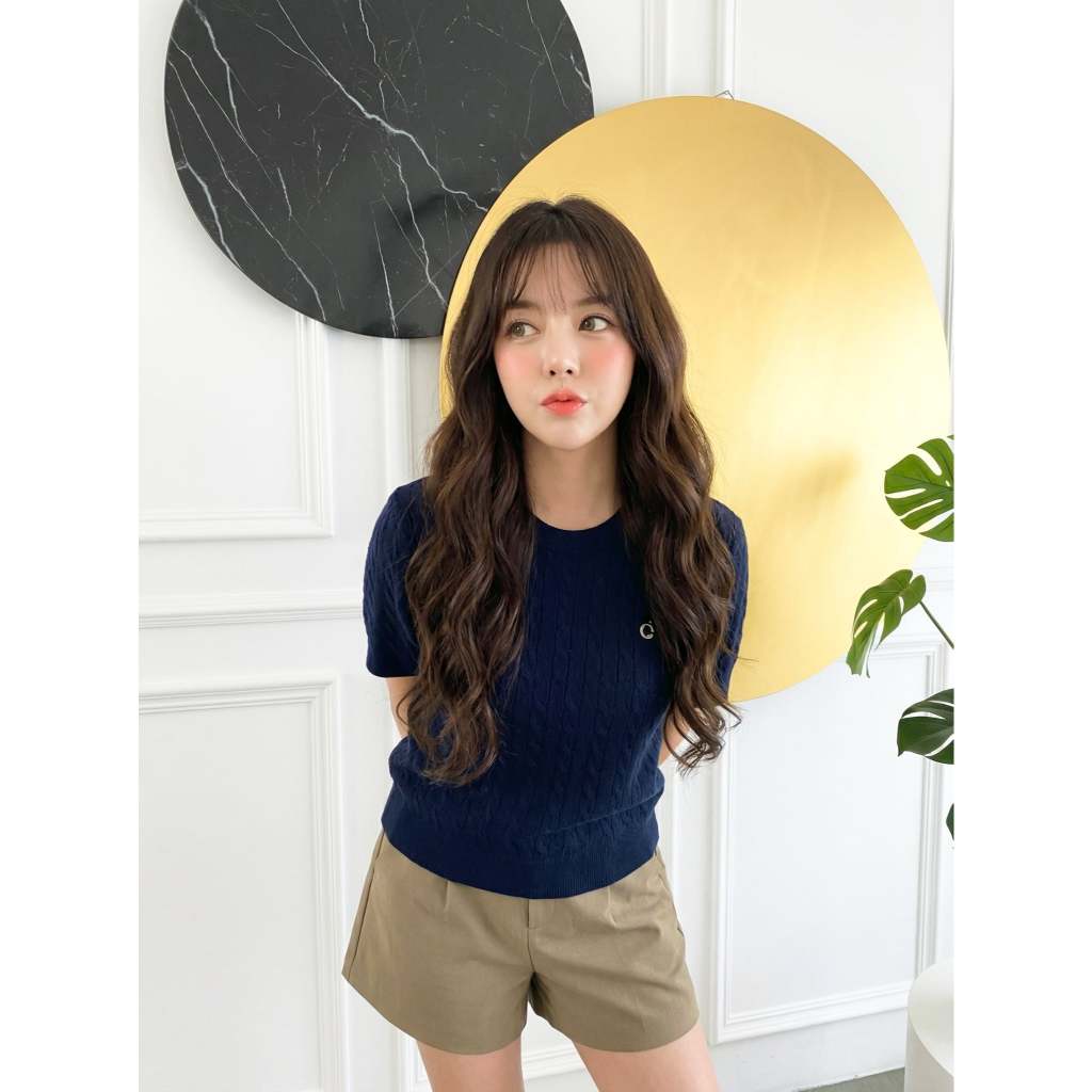 [🔥ส่งด่วน - กรุงเทพ] FA2SHOP รุ่น Chloe CS278 เสื้อยืดไหมพรม เสื้อไหมพรมแขนสั้น