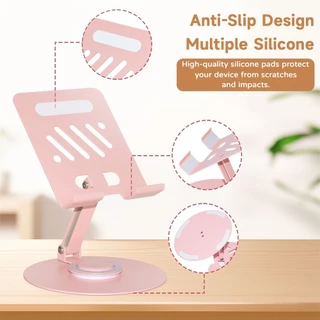 ขาตั้งแท็บเล็ตและโทรศัพท์ สีมาคารอง เหล็กกล้าคาร์บอน หมุน 360° พับเก็บได้ พร้อมแผ่นกันลื่น