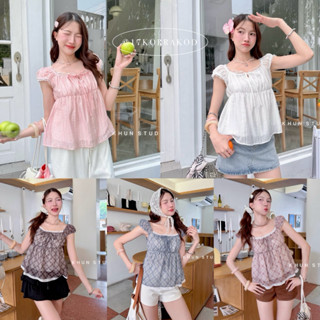 🌻เสื้อแขนดอลลี่แต่งลูกไม้ระบายผูกโบว์ ดีเทลสม็อคช่วงตัว (Khu…