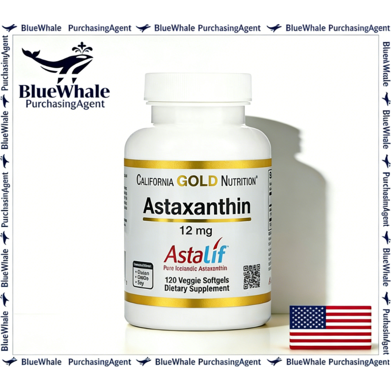California Gold Nutrition Astaxanthin แอสตาแซนทิน 12 มก. ซอฟท์เจล 120 เม็ด บำรุงสายตาและผิวหนัง