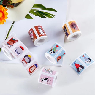 [พร้อมส่ง🇹🇭] สติ๊กเกอร์ลายแสตมป์รูปน้องหมา (ม้วน 200 ดวง) มีให้เลือก 5 แบบ