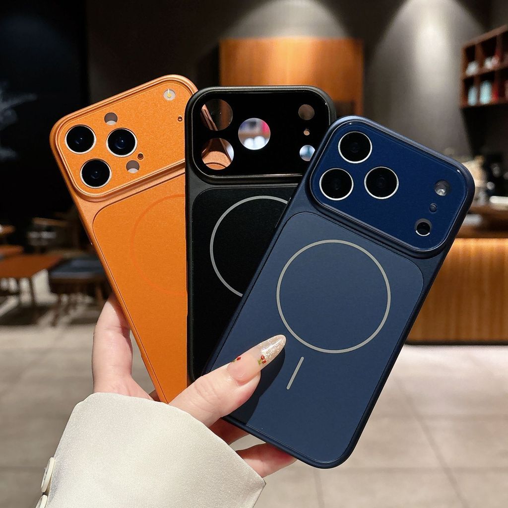 สีส้มเคสโทรศัพท์เข้ากันได้สําหรับ17 Pro MaxสําหรับiPhone 11 12 Pro Max Air 16 15 14 13 Proเลนส์แก้วป้องกันฟิล์มแม่เหล็ก