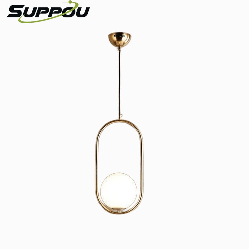 SUPPOU โคมไฟระย้า โคมระย้าโคมไฟแก้วทรงรีสีทอง ใช้หลอด E27 สไตล์โมเดิร์น สำหรับห้องอาหาร ห้องนอน บาร์ แก้วเป่าปาก