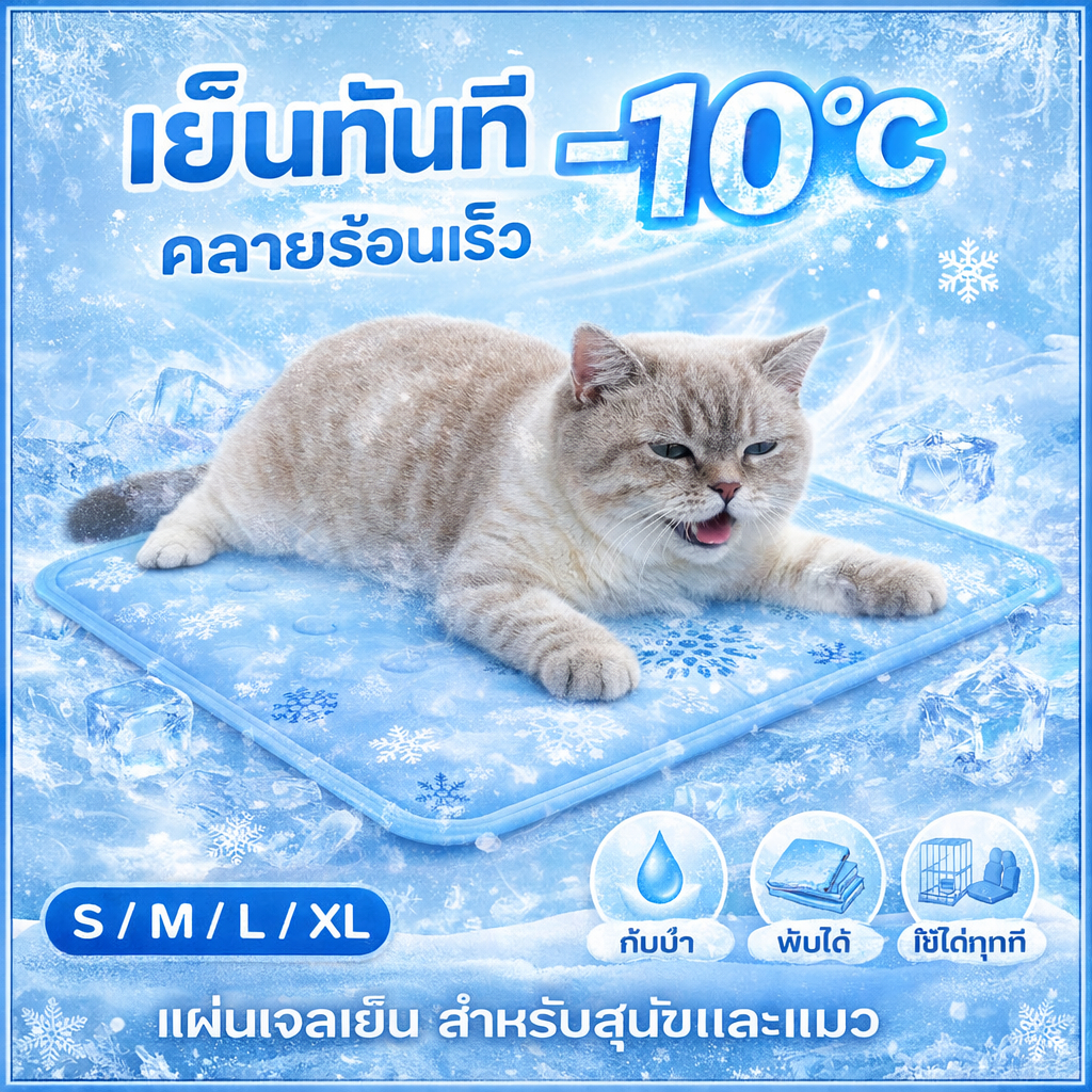 【PET RECORD】แผ่นเจลเย็นสัตว์เลี้ยง ลดความร้อน กันน้ำ พับได้ S-XL สำหรับสุนัขแมว ❄️