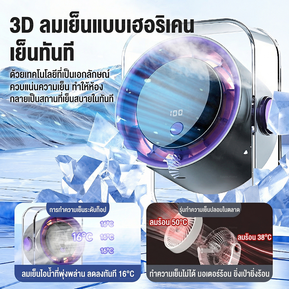 พัดลมตั้งโต๊ะ พัดลมไร้สาย พัดลมพกพา ปรับมุมได้ 360° ปรับระดับแรงลมได้ 100 ระดับ ลมเทอร์โบ เสียงเบา มีไฟในตัว รูปที่ 4
