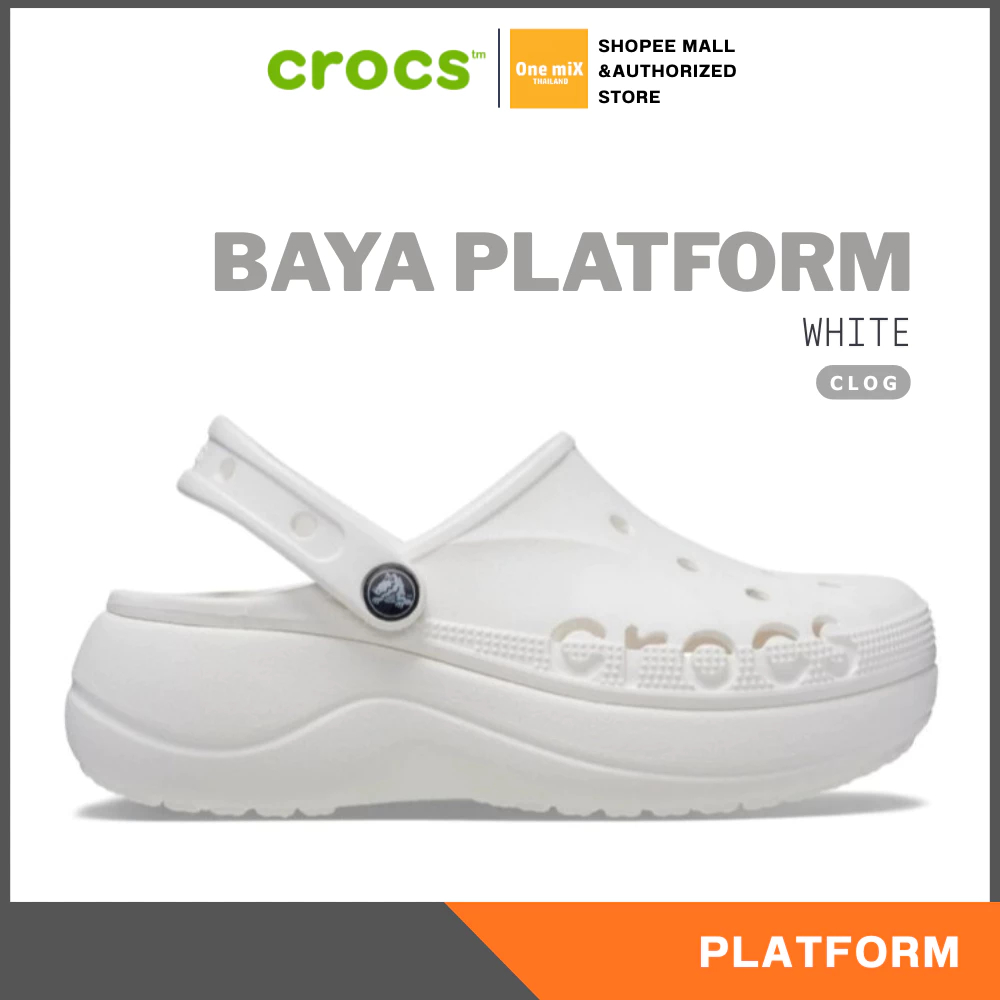 Cross Woman BAYA PLATFORM CLOG (White) ฮิตสุด แรงสุด รองเท้า ครอคส์ ผู้หญิง พื้นหนา