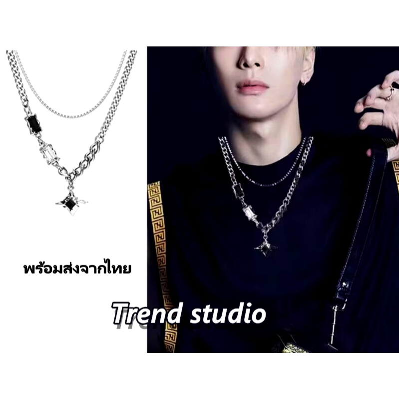 สร้อยคอสไตล์ญี่ปุ่นและเกาหลี สามารถสวมใส่ได้ทั้งชายและหญิง แฟชั่นเรียบง่ายและดูดี วัสดุเหล็กไทเทเนียมไม่ซีดจาง