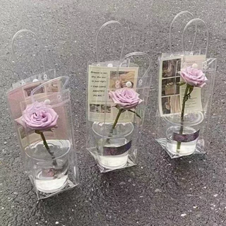 ถุงของขวัญ PVC ใส หูหิ้ว กันน้ำ ดีไซน์เรียบ เหมาะสำหรับแพ็คของขวัญงานเทศกาล