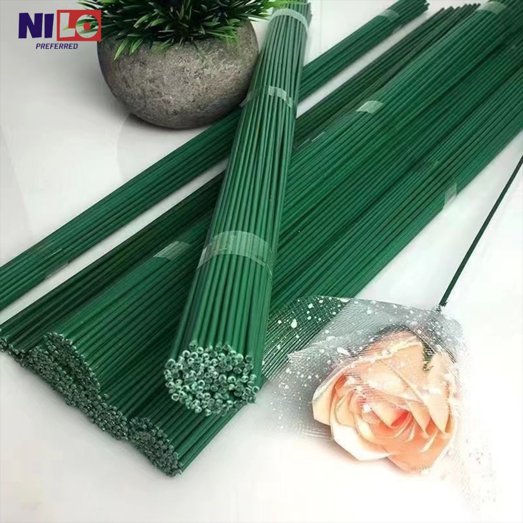 50 ชิ ้ นร ้ านดอกไม ้ Wire, พลาสติกดอกไม ้ Stem, ดอกไม ้ ประดิษฐ ์ Rod, พืช Stub ลวดสีเขียว Florist Wires, ดอกไม ้ กระด