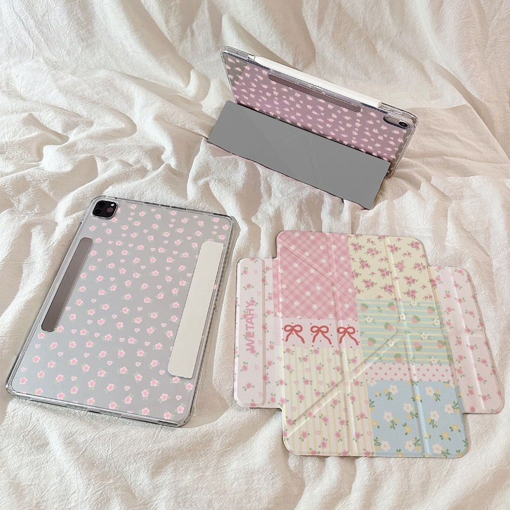 จัดส่งทันที เคสไอแพด พับรูปตัวY floral Air8 11 Air7 13 Gen12 Air6 11 Gen9 10.2 Mini7 ดอกไม้ เคสipad