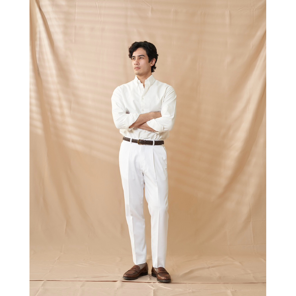 [Code20%ทักแชท] The Alden Easy Trouser สีขาว White | ผ้า Stretch Cotton | Regular Fit 1 จีบ | เอวยางยืดด้านหลัง ราคา ถูกที่สุด ดีลบีเคเค แกลเลอรีภาพที่ 5