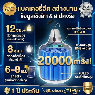 🔥【ซื้อ1แถม1】🔥ไฟโซล่าเซลล์ โซล่าเซลล์250000Wsolar lightไฟตั้งแคมป์โซล่าเซลล์LEDไลท์แสงกันน้ำและกันฝุ่นละออง ชาร์จไฟอัตโนม
