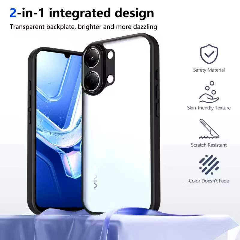 Vivo Y11D/Vivo Y11d/Vivo Y05ตรงรุ่น(ส่งในไทย)เคสกันกระแทกขอบสีหลังใสvivo Y11D/vivo Y11d/vivo Y05