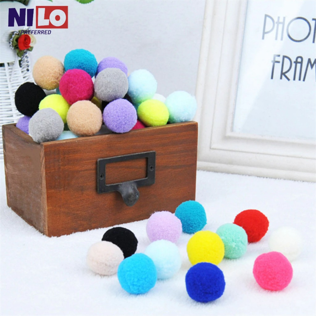 50pcs Pompoms Balls คละสี Pompoms สําหรับเด็กหัตถกรรมทํา Hobby Supplies DIY Garment Handcraft