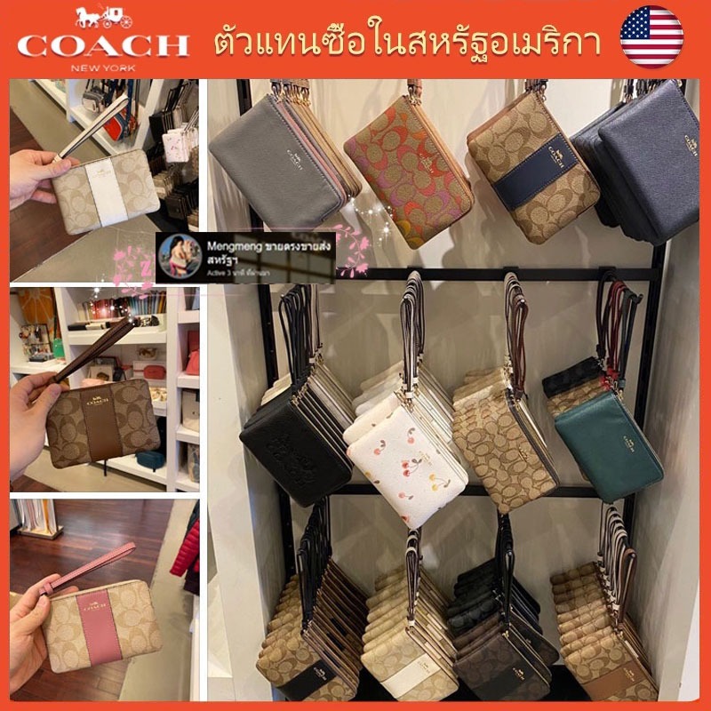 กระเป๋าใส่เหรียญหนังกันรอยขีดข่วนสำหรับผู้หญิง Coâćh F30004 F91777 F58035 กระเป๋าคลัทช์สำหรับผู้หญิง