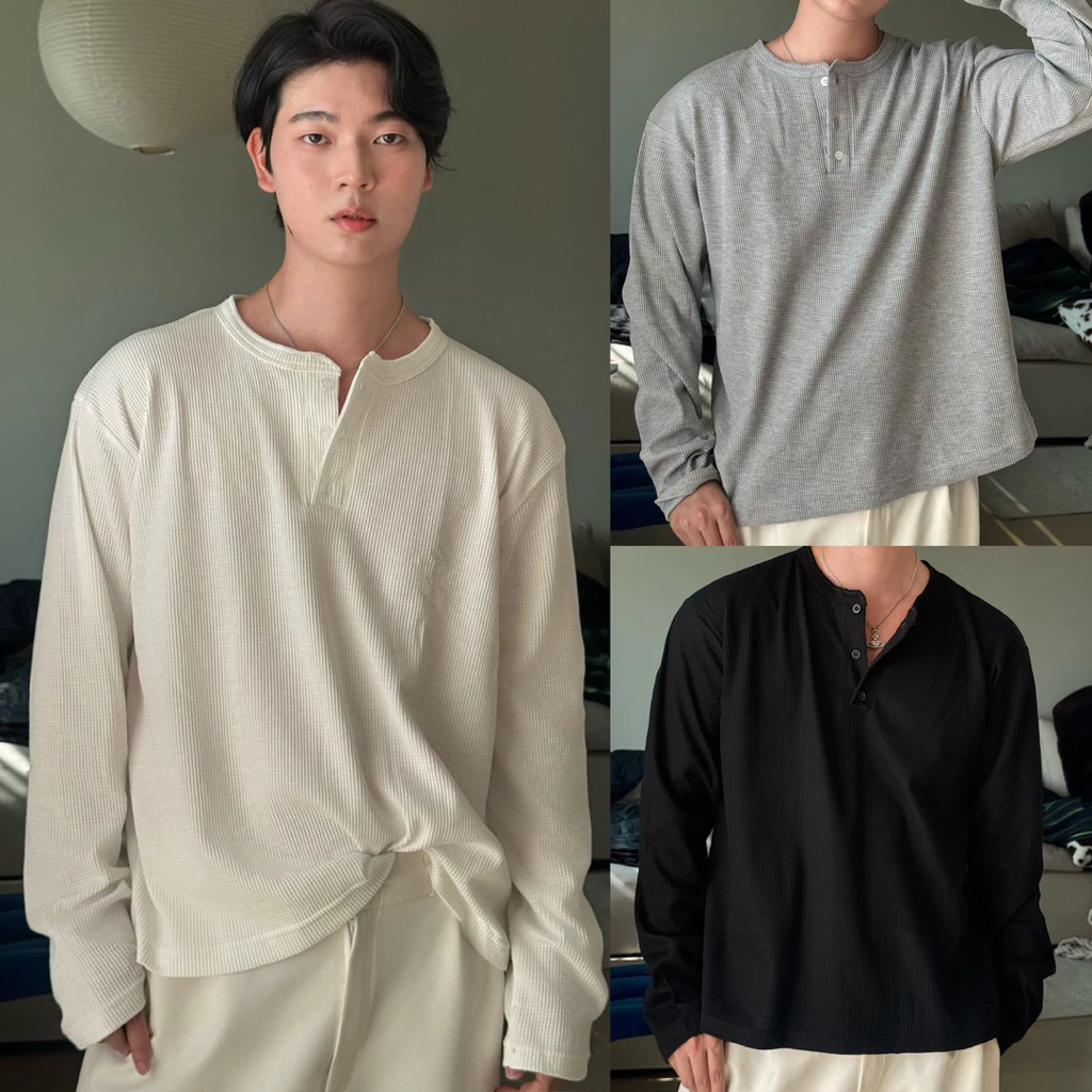 Henry shirt เสื้อแขนยาวผ้าวาฟเฟิล