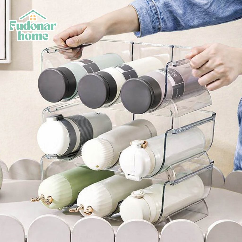 Fudonar ที่ใส่ขวดน้ำ 3ช่อง แบบเซตวางซ้อนกันได้ ที่เก็บขวดน้ำ ใส่กระบอกน้ำหรือแก้วเยติ สินค้าพร้อมส่ง รูปที่ 6