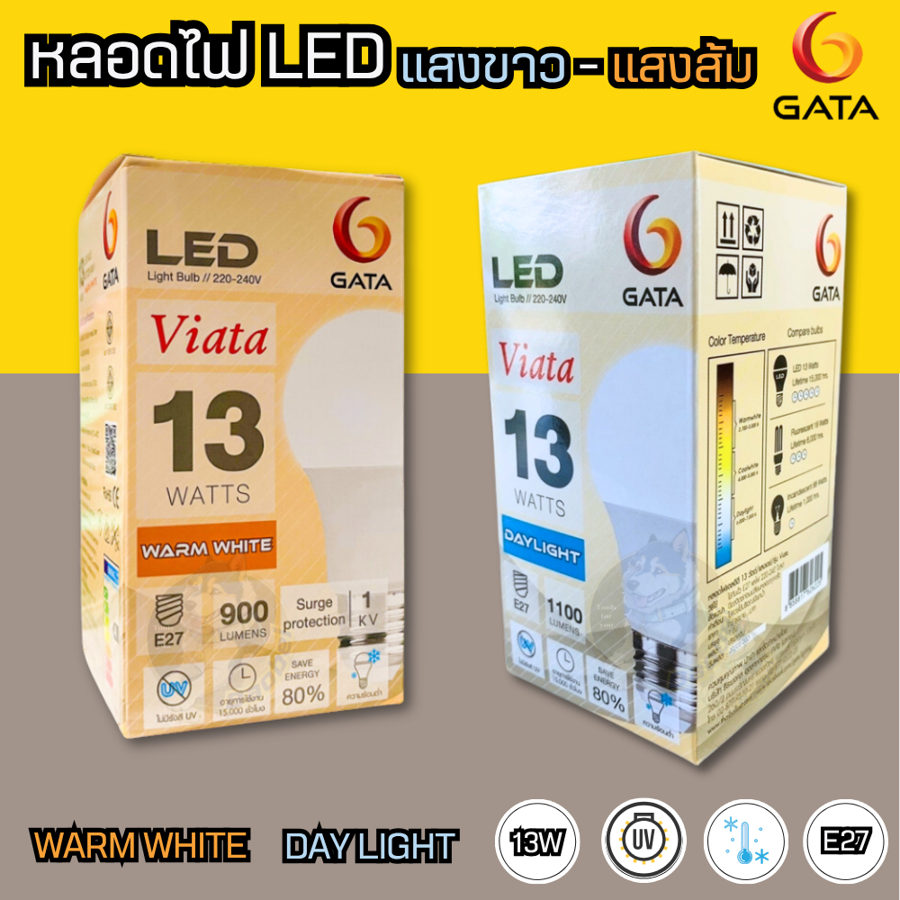 หลอดไฟ LED GATA 7 วัตต์ แสงขาว และ แสงส้ม หลอดไฟบ้าน
