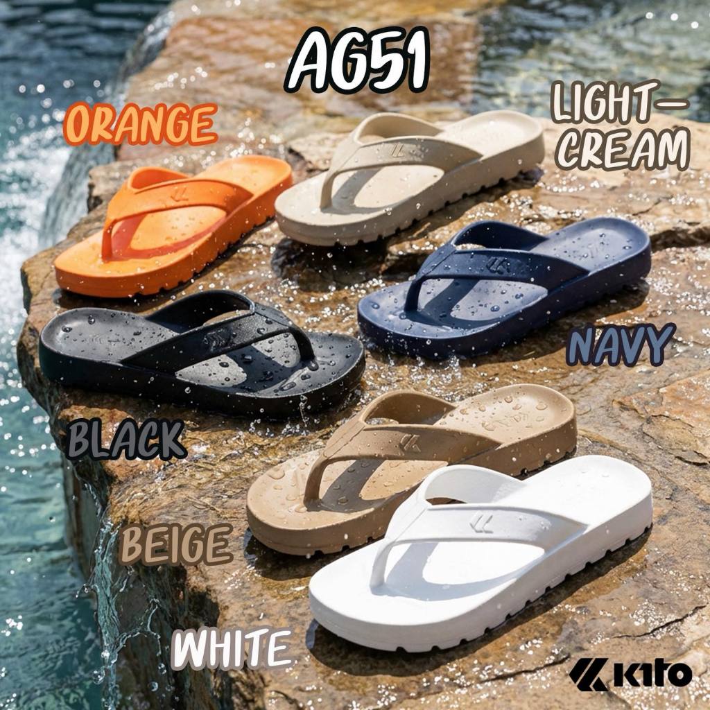 [แถมฟรี!! ส่งตามที่เลือก *กดเปลี่ยนสี+ขนาดได้*] KITO AG51 รองเท้าแตะหูคีบ กีโต้  ได้ทั้งชายและหญิง