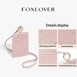 FOXLOVERกระเป๋าบัตรหญิง ผ้ายีนส์เก๋ แบบมีสายคล้อง หลายชั้น ดีไซน์สวย พกพาสะดวก เลือกได้ ชมพู สีน้ำเงิน