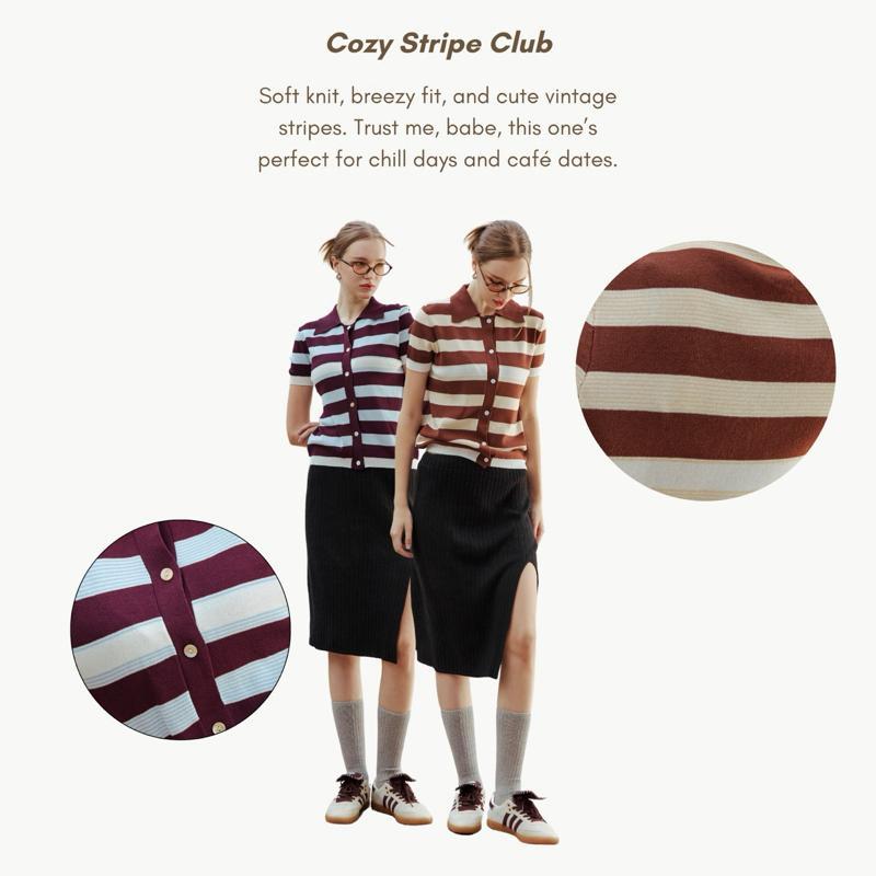 BCPL06 Cozy Stripe Club! ผ้า knit นุ่มมาก ใส่สบายสุด ๆ